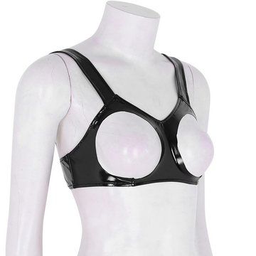 Sexy Clubwear Wet Look Women's Mini Bra /  Open Cups Porno Underwear / Hollow Out Female Bra - EVE's SECRETS